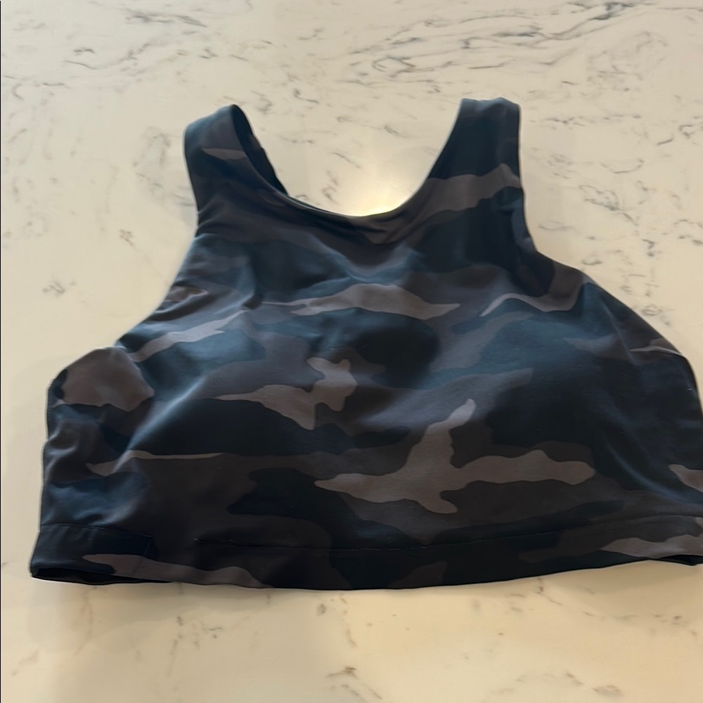 Athleta Camo Swim top- Black and Gray
